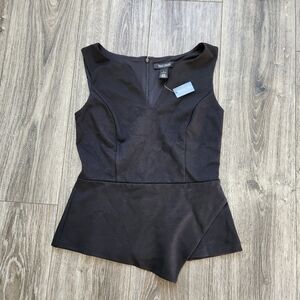 WHBM Black Assymetrical Peplum Shell Tank size 2